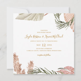 Boho Tropical Botanical Simple Square Wedding Invitation