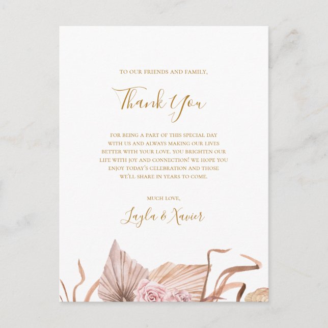 Boho Tropical Botanical | Thank You Reception Card (Front)