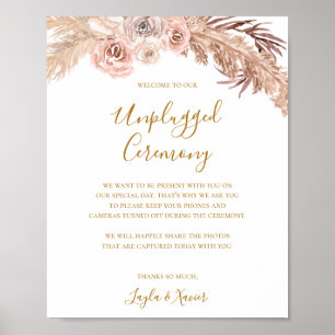 Boho Tropical Botanical Unplugged Ceremony Poster