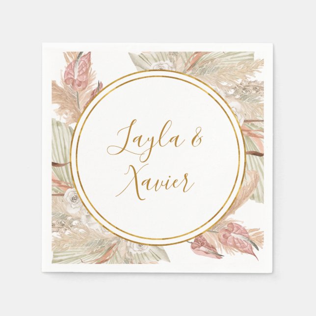 Boho Tropical Botanical | Wedding Napkins (Front)