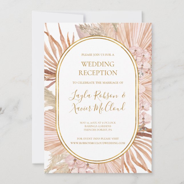 Boho Tropical Botanical | Wedding Reception Invitation (Front)