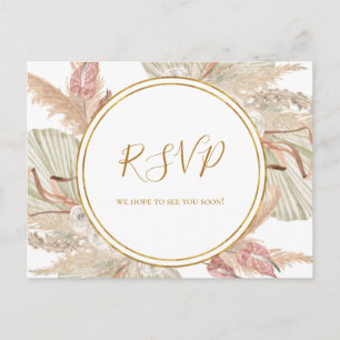 Boho Tropical Botanical Wedding RSVP Postcard