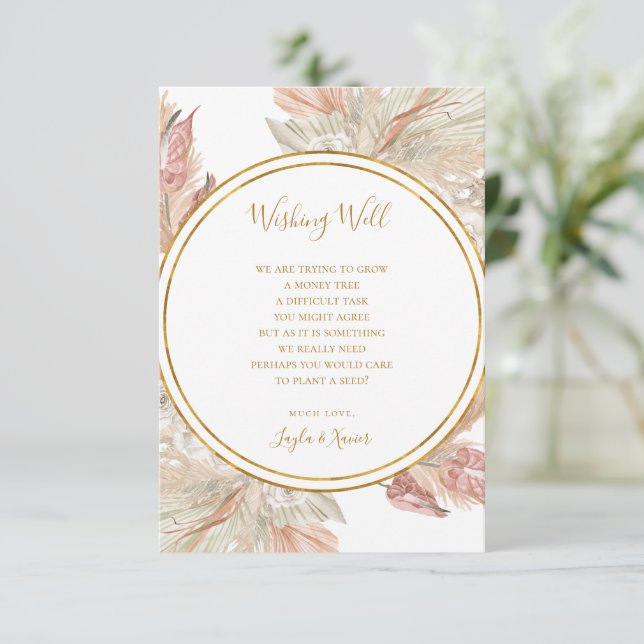 Boho Tropical Botanical | Wedding Wishing Well Enclosure Card (Standing Front)