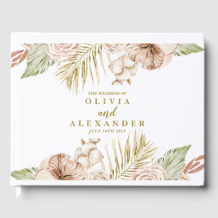 Boho Tropical Dried Floral Palm leaves wedding Guest Book