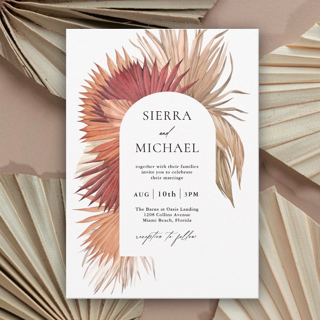 Boho Tropical Fan Palms Coastal Elegance Invitation (Creator Uploaded)