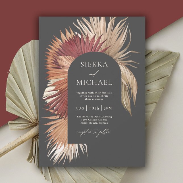 Boho Tropical Fan Palms Coastal Elegance Invitation (Creator Uploaded)