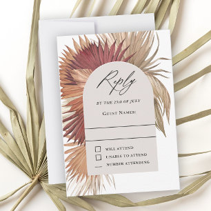 Boho Tropical Fan Palms Wedding RSVP Card