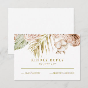 Boho Tropical Floral and palm terracotta wedding RSVP Card