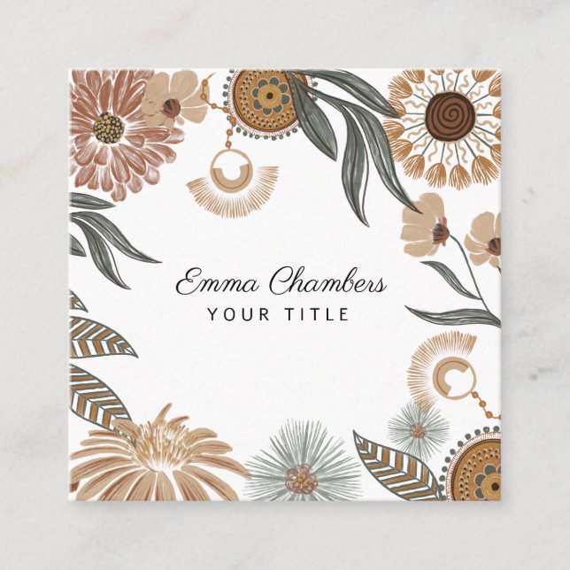 Boho Tropical Floral Business Card (Front)