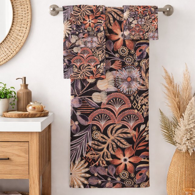 Boho Tropical Floral Pattern Bath Towel Set (Creator Uploaded)