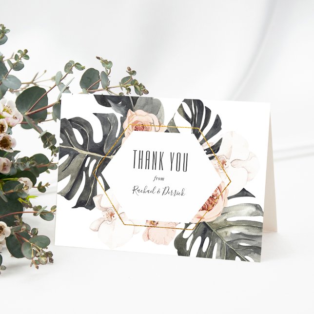 Boho Tropical Floral Thank You with Your Name(s) (Creator Uploaded)