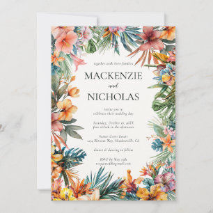 Boho Tropical Floral Wedding Invitation