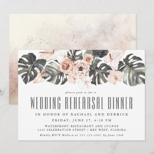 Boho Tropical Floral Wedding Rehearsal Dinner Invitation
