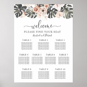 Boho Tropical Floral Wedding Seating Chart