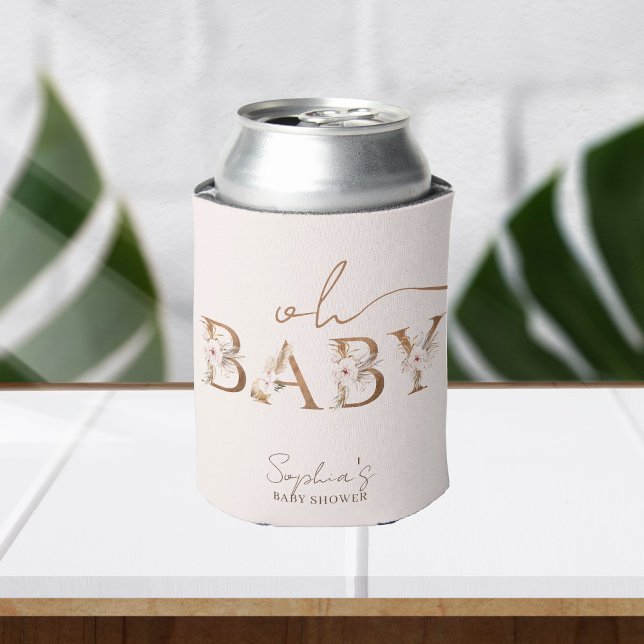 Boho Tropical Flowers Baby Shower Favours Can Cooler (Creator Uploaded)