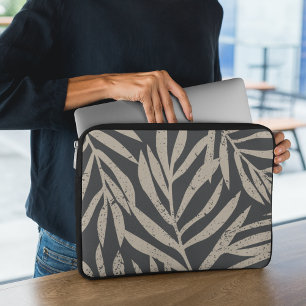 Boho Tropical Grunge Abstract Palm Leaves Pattern Laptop Sleeve