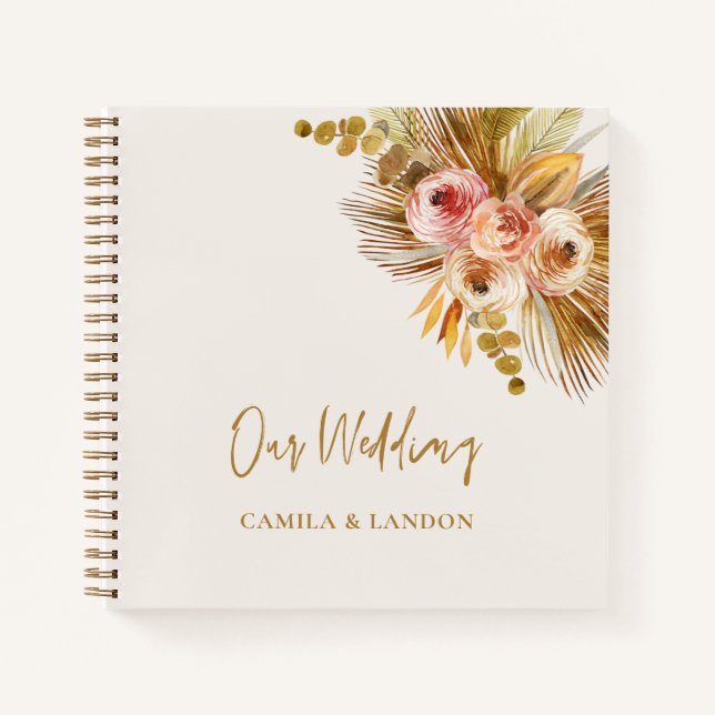 Boho Tropical Guest Book Wedding Photo Album C103 (Front)