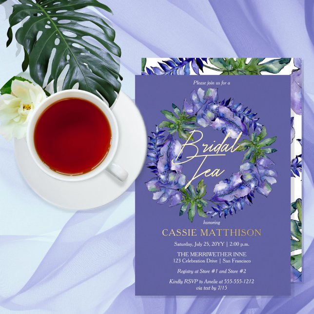 Boho Tropical Leaves Lavender Green Bridal Tea (Creator Uploaded)