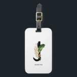 Boho Tropical Leaves Letter J Monogram Bridesmaid Luggage Tag<br><div class="desc">Modern and boho-inspired letter J monogram luggage tag. It features watercolor illustrations of tropical leaves with faux gold foil accents and black brush stroked. Personalise by adding a name. This modern foliage monogram luggage tag will be perfect as a bridesmaid gift,  birthday gift and graduation gift.</div>