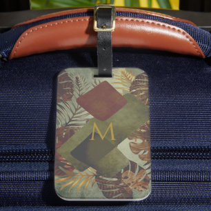 Boho tropical monstera palm leaf 70's summer  luggage tag