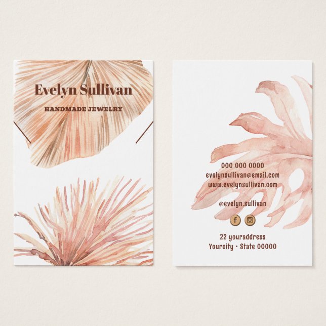 boho tropical necklace display card (Front & Back)