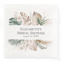 Boho Tropical Orchid and Monstera Paper Napkin