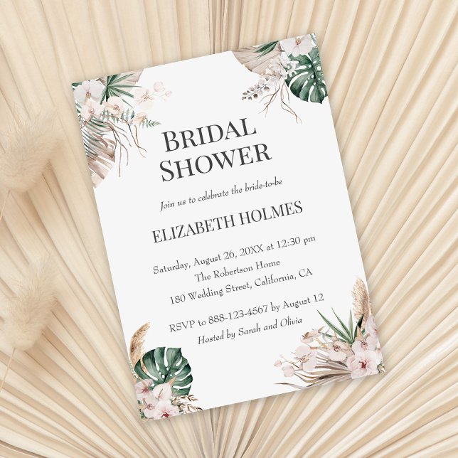 Boho Tropical Orchid Bridal Shower Invitation (Creator Uploaded)