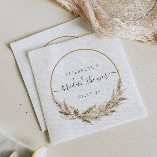 Boho Tropical Pampas Grass Bridal Shower Napkin (Creator Uploaded)