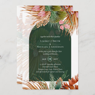 BOHO Tropical Pampas Grass Wedding Invitation
