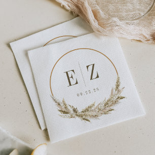 Boho Tropical Pampas Grass Wedding Napkin