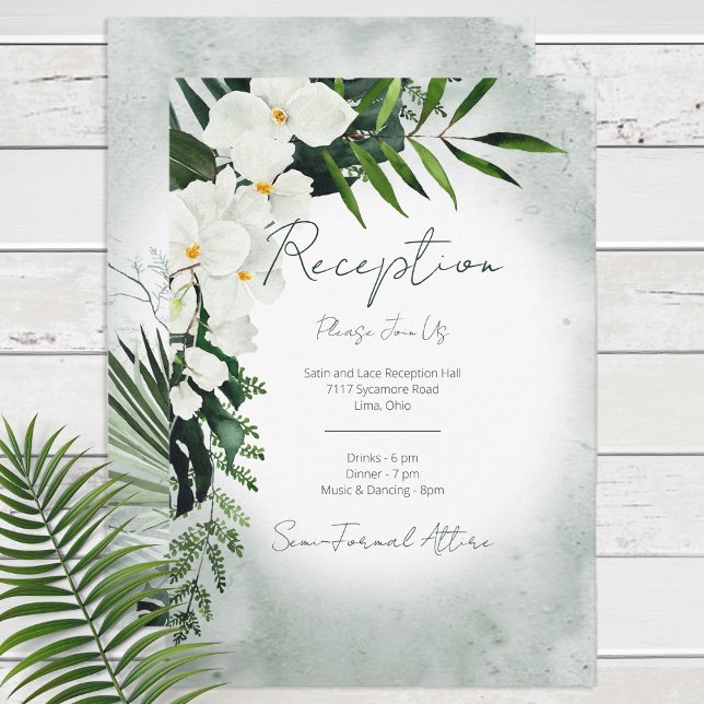 Boho Tropical Plants Watercolor Reception Wedding Enclosure Card (Creator Uploaded)
