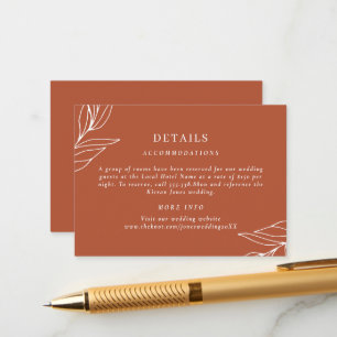 Boho Tropical Rust Wedding Details Enclosure Card