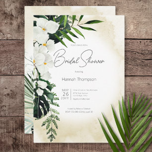 Boho Tropical Sand Watercolor Bridal Shower Invitation