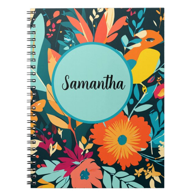 Boho Tropical Spiral Notebook, Samantha Boho  Notebook (Front)