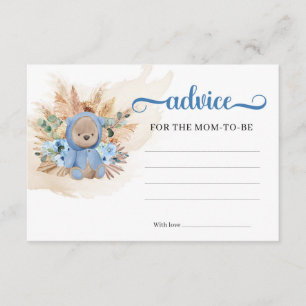 Boho Tropical teddy bear Advice for the mum-to-be Enclosure Card