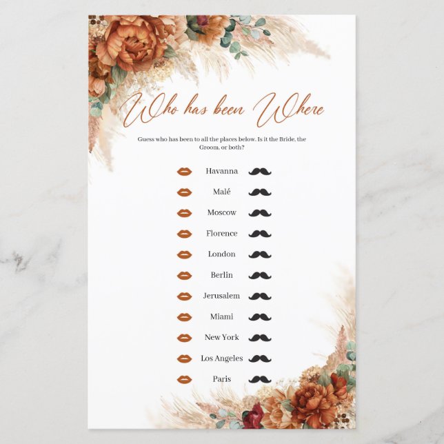 Boho tropical terracotta Who Has Been Where  (Front)