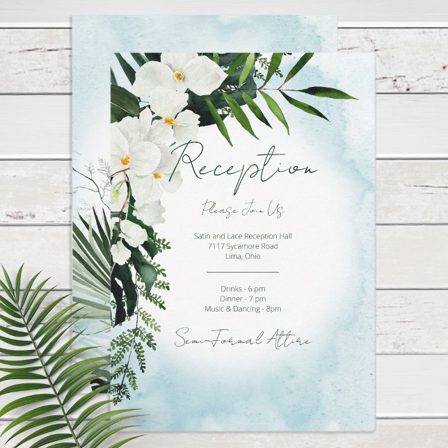 Boho Tropical Water Watercolor Reception Wedding Enclosure Card (Creator Uploaded)