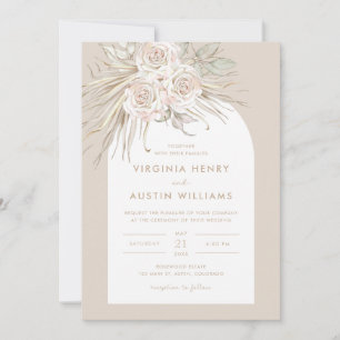 Boho Tropical Watercolor Wedding Invitation