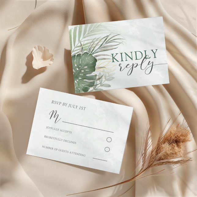 Boho Tropical Watercolor Wedding RSVP (Creator Uploaded)