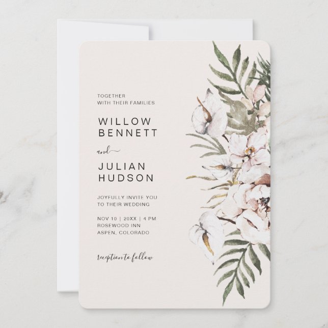 Boho Tropical Wedding Invitation (Front)