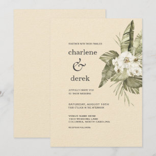Boho Tropical White Orchid Invitation