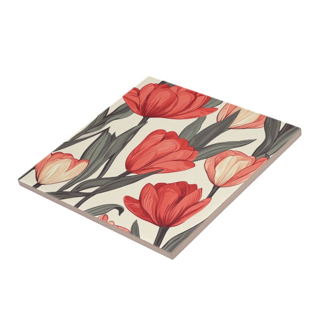 Boho Tulip Ceramic Tiles  For Cosy Interiors (Side)