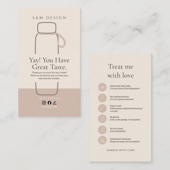 Boho Tumbler Instruction Package Insert (Front/Back)