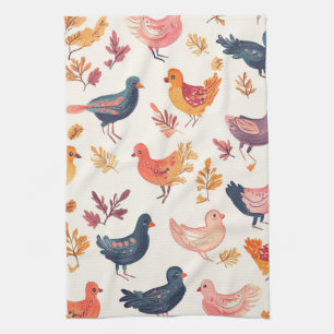 Boho Turkey Folk Art Watercolor Pattern Tea Towel