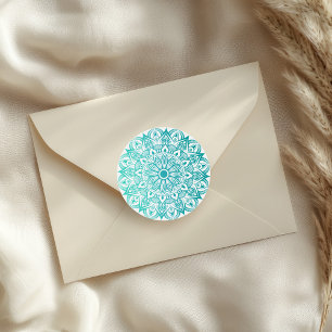 Boho Turquoise Mandala Classic Round Sticker