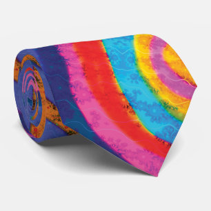 Boho Turquoise Purple Pink Yellow Rainbow Fractal Tie