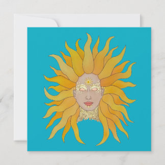 Boho turquoise yellow gold sun inspired card