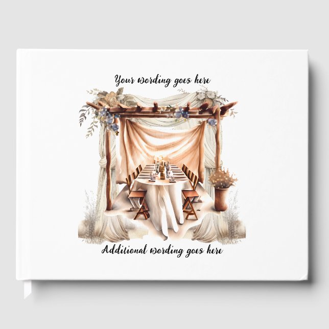 Boho Tuscan country dining Italian wedding Guest Book (Front)