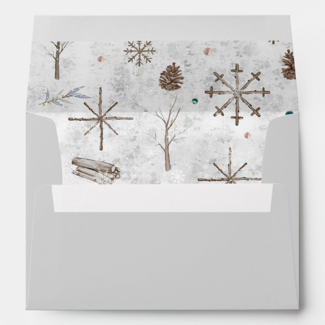 Boho Twigs & Pinecone Christmas ID986 Envelope (Back (Bottom))