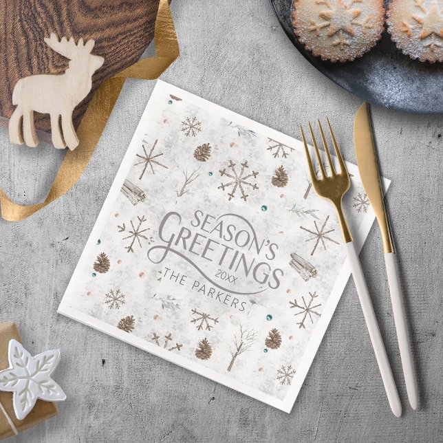 Boho Twigs & Pinecone Christmas ID986 Napkin (Creator Uploaded)